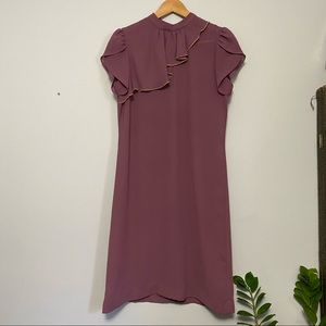 Vintage 1970s Sheer Mauve Purple Sheath Dress